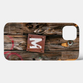 Monogrammed Industrial Rustic Wood Pattern Case-Mate iPhone Case (Achterkant (horizontaal))