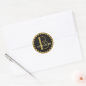 Monogrammed Initiaal Black en Gold Letter Sticker (Envelop)