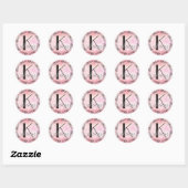 Monogrammed Initiaal Black en Pink Letter Sticker (Vel)