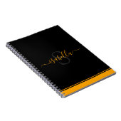 Monogrammed Initiaal Elegant Script Oranje Notitieboek (Rechterzijde)