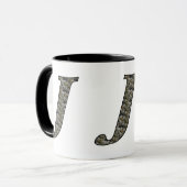 Monogrammed Initiaal J Hydrangea Floral Mok (Voorkant links)