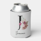 Monogrammed Initiaal J Pink Boho Floral Blikjeskoeler (Blikje Voorkant)