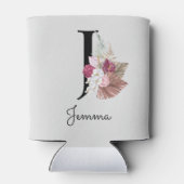 Monogrammed Initiaal J Pink Boho Floral Blikjeskoeler (Achterkant)
