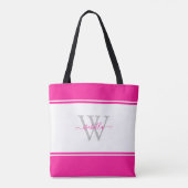 Monogrammed Initiaal Magenta Hot Pink Draagtas (Achterkant)