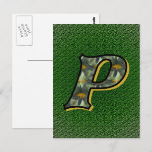 Monogrammed Initiaal P Black Daisies Briefkaart