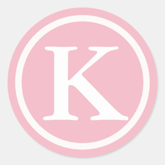 Monogrammed Initiaal Roze en witte letter Sticker (Voorkant)