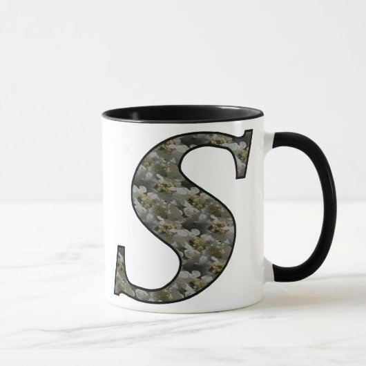 Monogrammed Initiaal S Hydrangea Mok (Rechts)