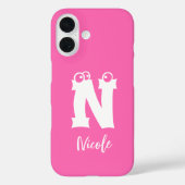 Monogrammed initial letter script name pink Case-Mate iPhone case (Achterkant)