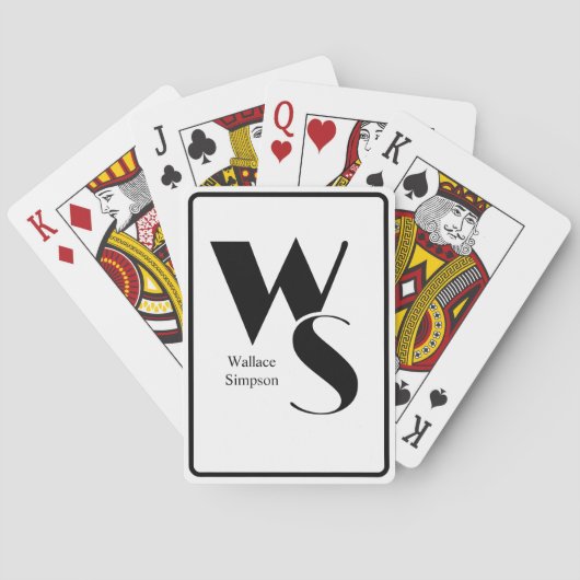 Monogrammed Initialen en Naam Zwart & Wit Deck Pokerkaarten (Achterkant)