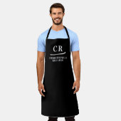 Monogrammed Initialen Naam Minimalist Zwart & Wit Schort (Gedragen)