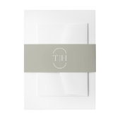 Monogrammed Initialen Sage Groene Bruiloft Uitnodigingen Wikkel (Voorkant Voorbeeld)