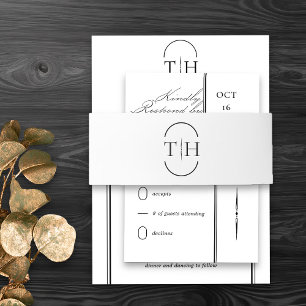 Monogrammed Initialen Witte Bruiloft Uitnodigingen Wikkel