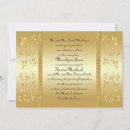 Monogrammed Invitation Black and Gold Floral Kaart (Achterkant)