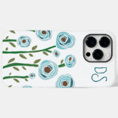 Monogrammed iPhone 14 Pro Max coque floral (Verso (horizontal))