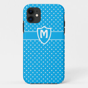 Monogrammed iPhone 5 Hoesje, Turquoise polka stipp 11 Hoesje