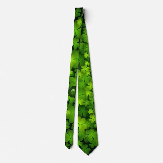 Monogrammed Irish Shamrock Dubbelzijdig Stropdas (Achterkant)