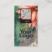 Monogrammed J Daisy Floral Waterverf QR Code Logo Visitekaartje (Achterkant)