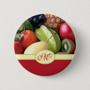 Monogrammed Juicy Natural Delicious verse vruchten Ronde Button 5,7 Cm