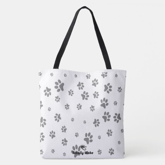 monogrammed Kat Paw Gedrukte Canvas tas (Achterkant)
