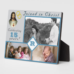 Monogrammed Katholiek Jubileum Familiefoto's Fotoplaat