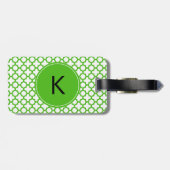 Monogrammed Kelly Green Quatrefoil Pattern Bagagelabel (Achterkant horizontaal)