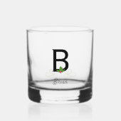 Monogrammed Kerstkerst Holly Whisky Glas (Voorkant)