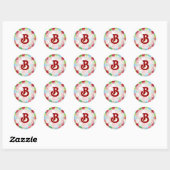 Monogrammed Kerstmis Patchwork Ronde Sticker (Vel)