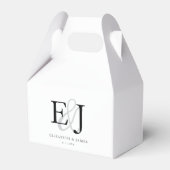 Monogrammed klassieke witte elegante bruiloft bedankdoosjes (Voorkant Zijde)