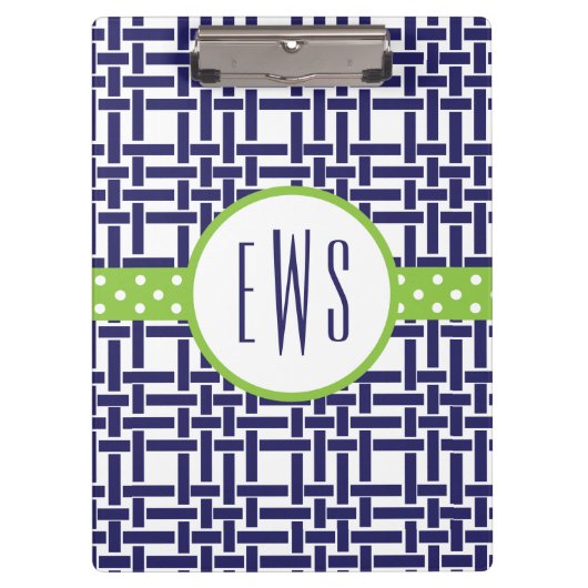 Monogrammed-klembord voor bamboe en Grosgrain Klembord (Voorkant)