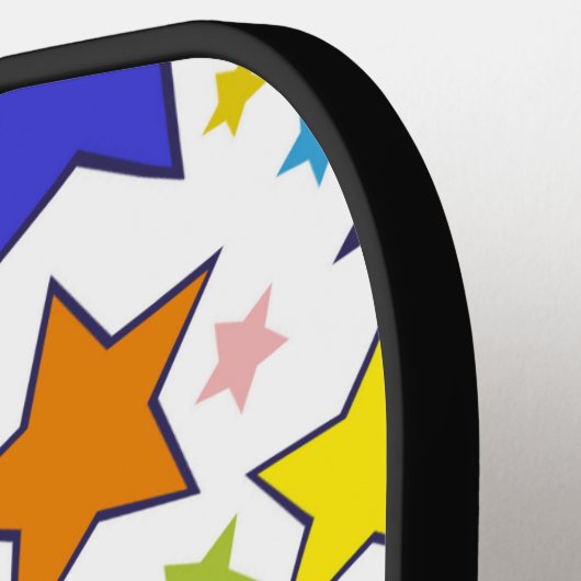 Monogrammed kleurrijke sterren, Dinks met vrienden Pickleball Paddle (Links Detail)