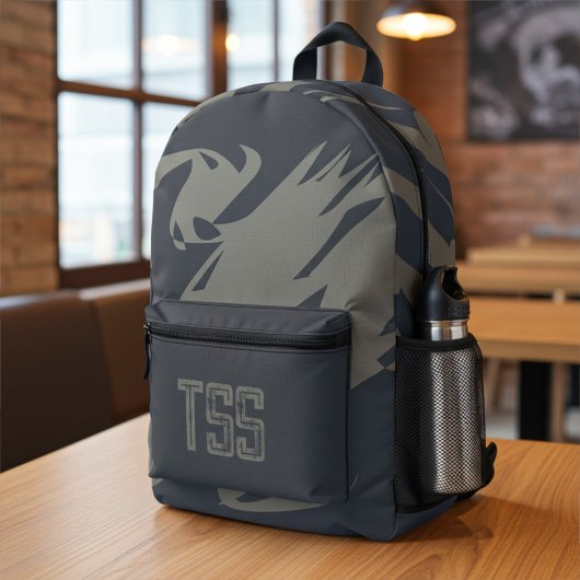 Monogrammed Koel Abstract Verstreken Grind Grijs Bedrukte Rugzak