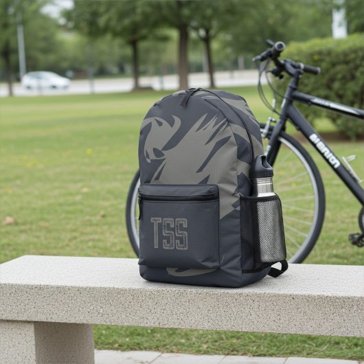 Monogrammed Koel Abstract Verstreken Grind Grijs Bedrukte Rugzak