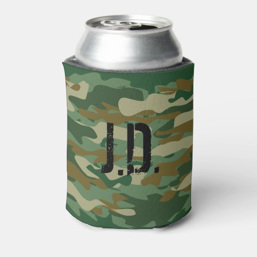 Monogrammed koelbox met legercamouflage ontwerp blikjeskoeler (Blikje Achterkant)