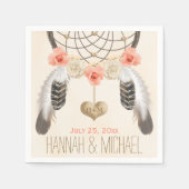 MONOGRAMMED KORAAL EN GOUDEN DREAMCATCHER BRUILOFT SERVETTEN (Voorkant)