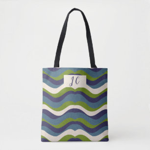 Monogrammed l golvende retro strepen, draagtas