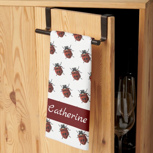 Monogrammed Ladybug Patroon Theedoek (Derde Gevouwen)