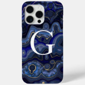 Monogrammed Lapis Lazuli Case-Mate iPhone Case (Achterkant)