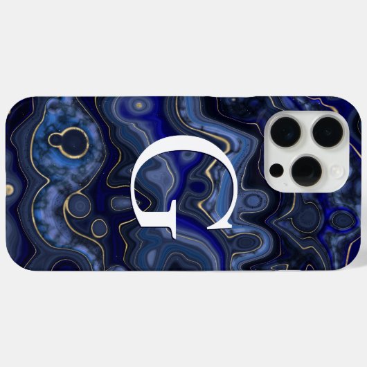 Monogrammed Lapis Lazuli Case-Mate iPhone Case (Achterkant (horizontaal))