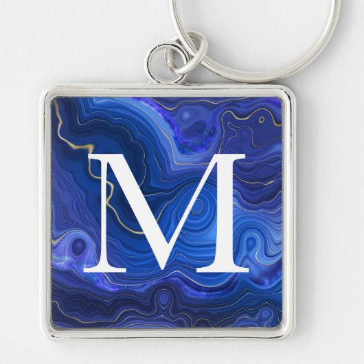 Monogrammed Lapis Lazuli Sleutelhanger (Voorkant)