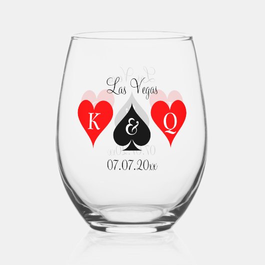 Monogrammed Las Vegas bruiloft party logo Wijnglas Zonder Voet (Voorkant)
