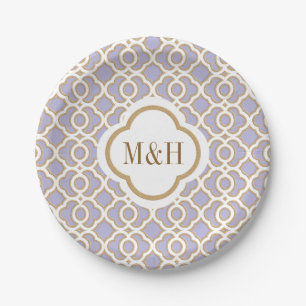 Monogrammed Lavender and Gold Moroccan Wedding Papieren Bordje