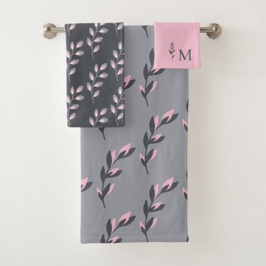 Monogrammed Leaf Towel Set Bad Handdoek (Insitu)