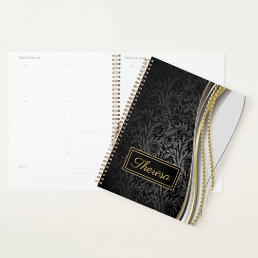 Monogrammed Leafy Floral Pattern Planner (Display)