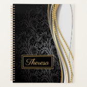 Monogrammed Leafy Floral Pattern Planner (Voorkant)