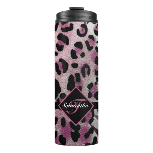 Monogrammed Leopard Print Thermosbeker (Voorkant)