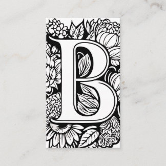 Monogrammed Letter B Eenvoudige zwart-witte bloem Visitekaartje