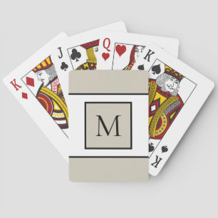 Monogrammed Letter Initiaal Modern Black Tan Pokerkaarten