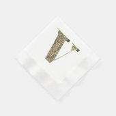 Monogrammed Letter Initiaal V Gold Sparkles Elegan Servetten (Hoek)