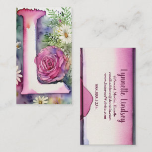 Monogrammed Letter L Eenvoudige Chic Bloemen Water Visitekaartje