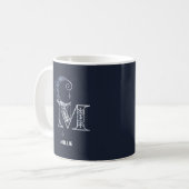 Monogrammed Letter M Boho Crescent Moon Mandala Koffiemok (Voorkant links)